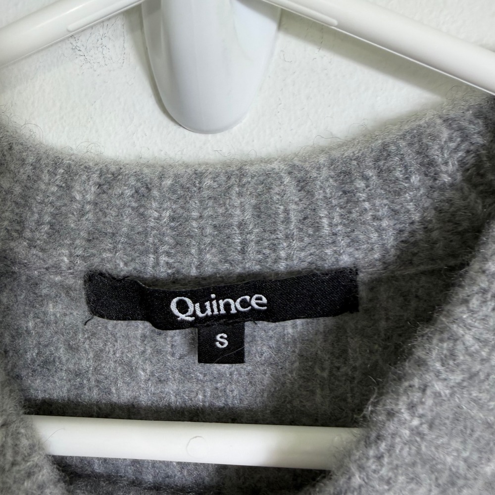 Quince Sweater Women Small Gray 100% Cashmere Ribbed Knit Crewneck Raglan Boxy - Picture 2 of 5
